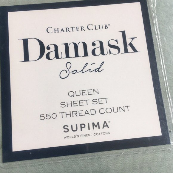 Charter Club Other - new GREEN Charter Club Damask Solid 550 TC 100% Supima Cotton QUEEN Sheet Set